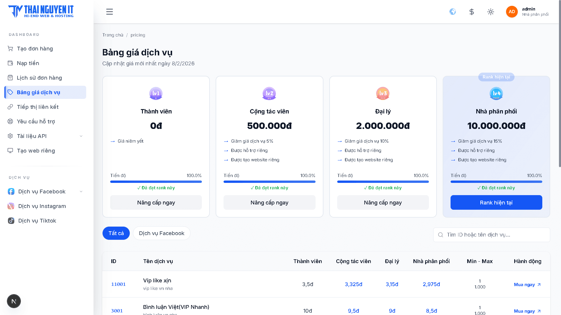 [SMM Panel 2] Tạo website bán tương tác mạng xã hội tự động - Image 5