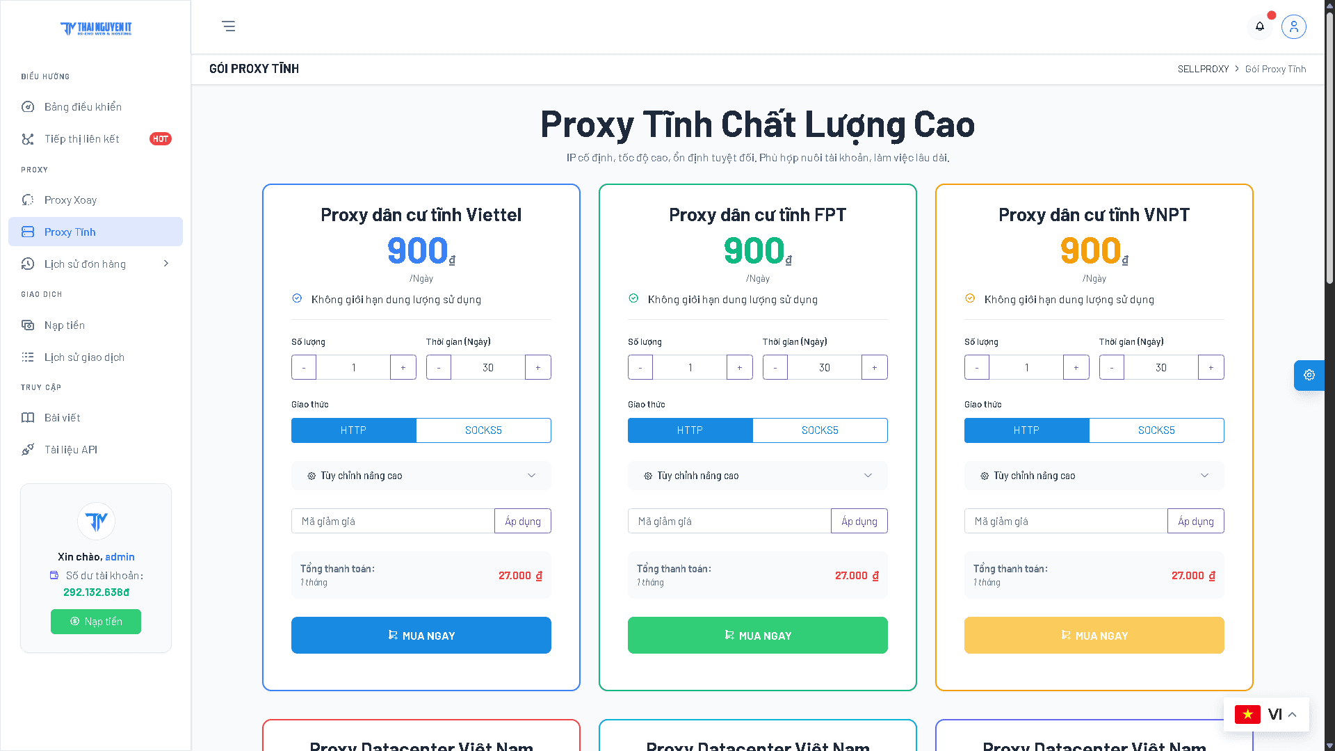 [SELLPROXY] Thiết kế website bán proxy xoay dân cư - Image 5
